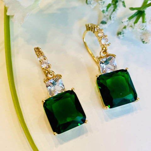 The Rich Girl - Emerald Trendy Earring Set